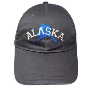 ACE USA Alaska Baseball Cap Gray Blue One Size Hat Embroidered Map Strapback